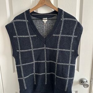 Navy and White Checkered Sweater Vest